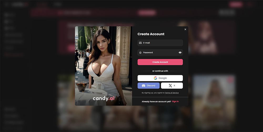 Candy AI create an account